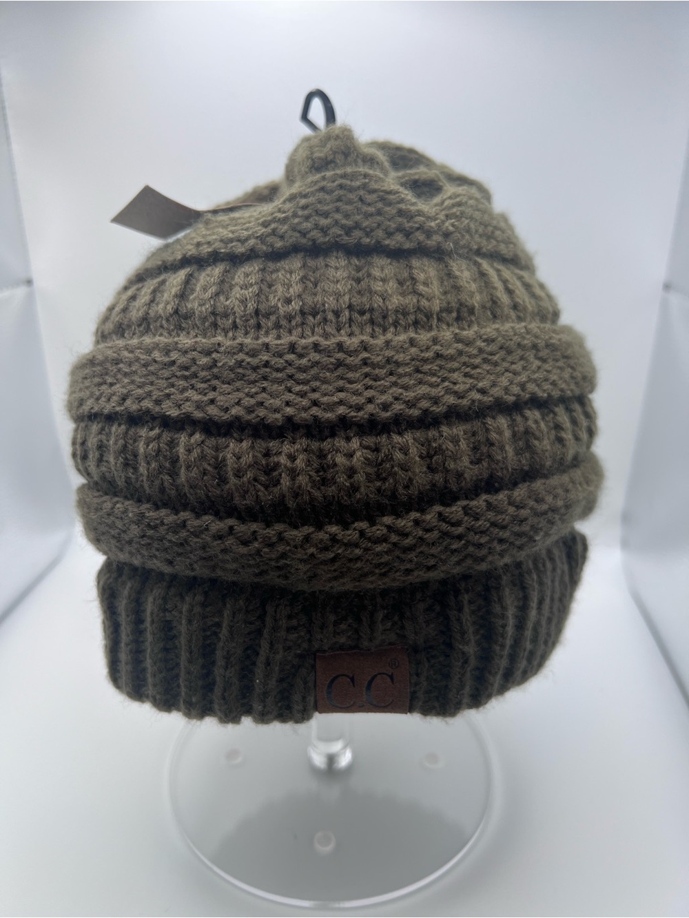 C.C Exclusives Olive Green Cable Knit Beanie Winter Hat Cuffed Cozy NWT